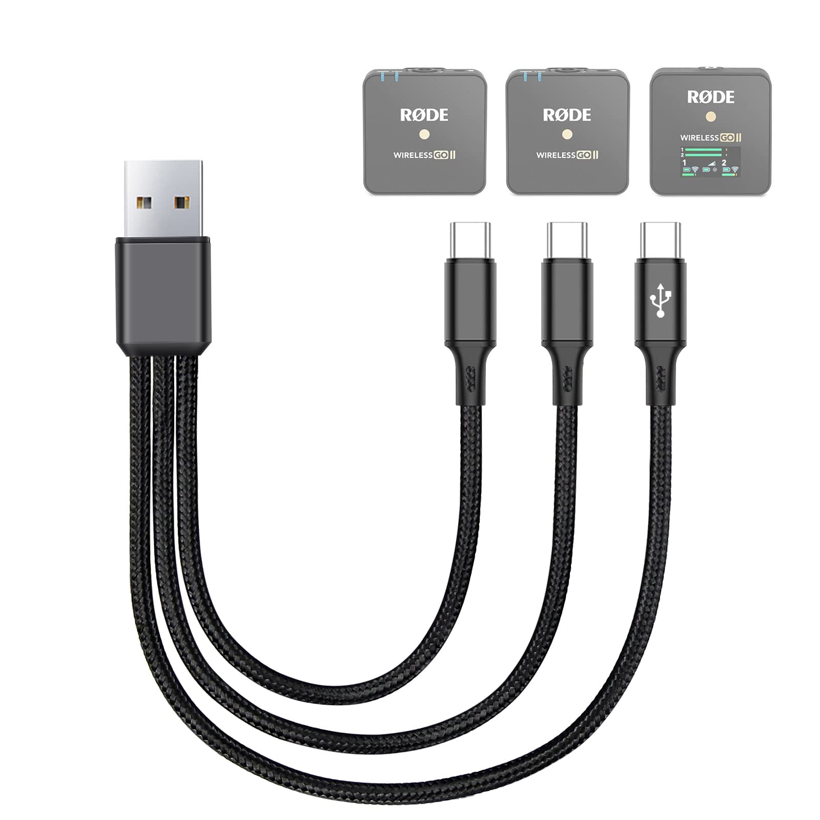 weishan 3-in-1 Charging Cable Replacement for Rode Wireless Go 2